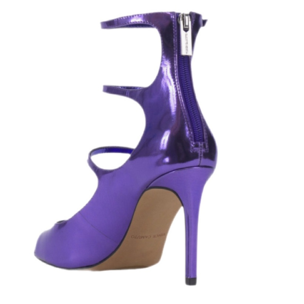 Vince Camuto Anika Buckle Strap Open Toe Pump Party Purple Size 7.5 - Picture 2 of 8